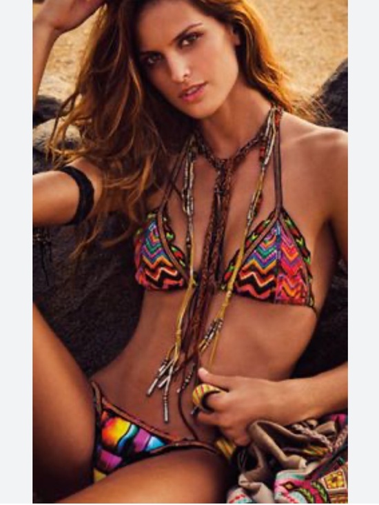 Agua Bendita Other - Agua Bendita Rainbow Beaded Triangle Bikini with black Trim
